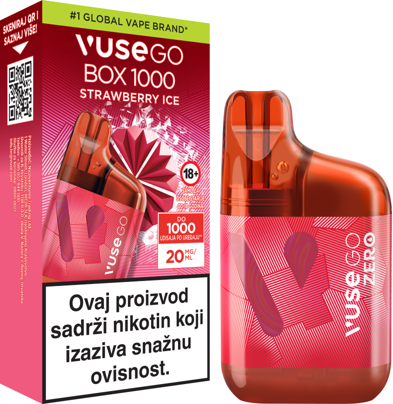 VUSE GO BOX 1000 - Strawberry Ice - Slika 2